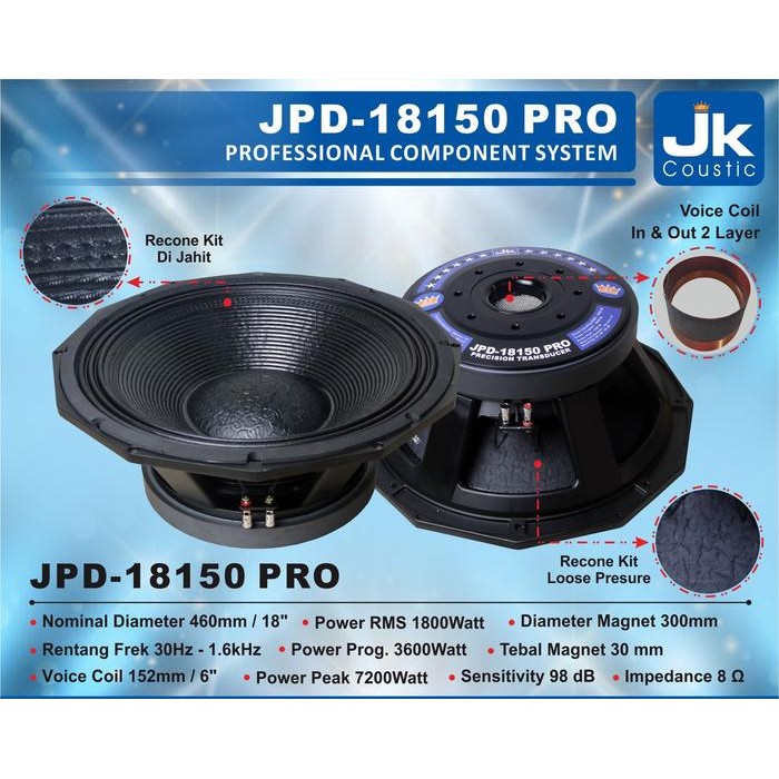 Speaker Jpd 18150 Jk Coustic Speaker 18 Inc