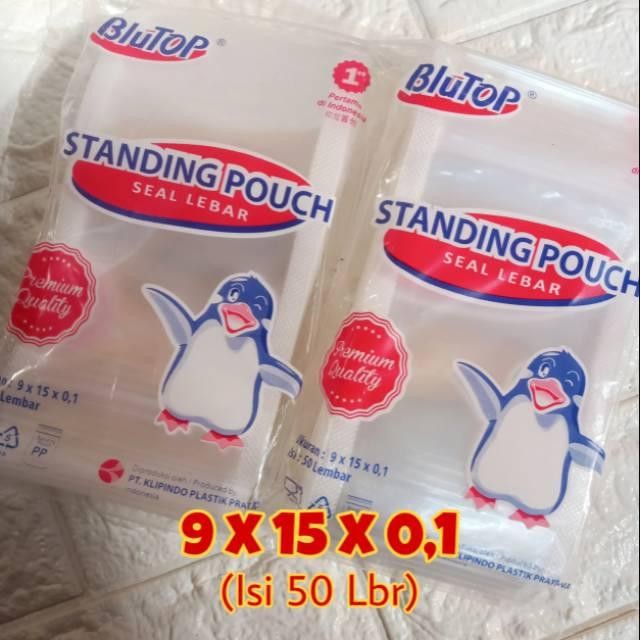 (GROSIR) 7 Pack - Standing Pouch BluTOP 9x15 / Standing Pouch 9x15 Double Seal / Plastik Klip