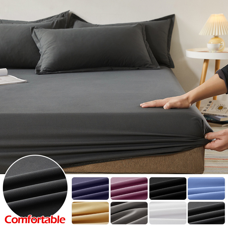 Cotton Fitted Sheet Mattress Cover Pad Protector King Double Warm Soft Bed Fitted Sheet Cover Latex