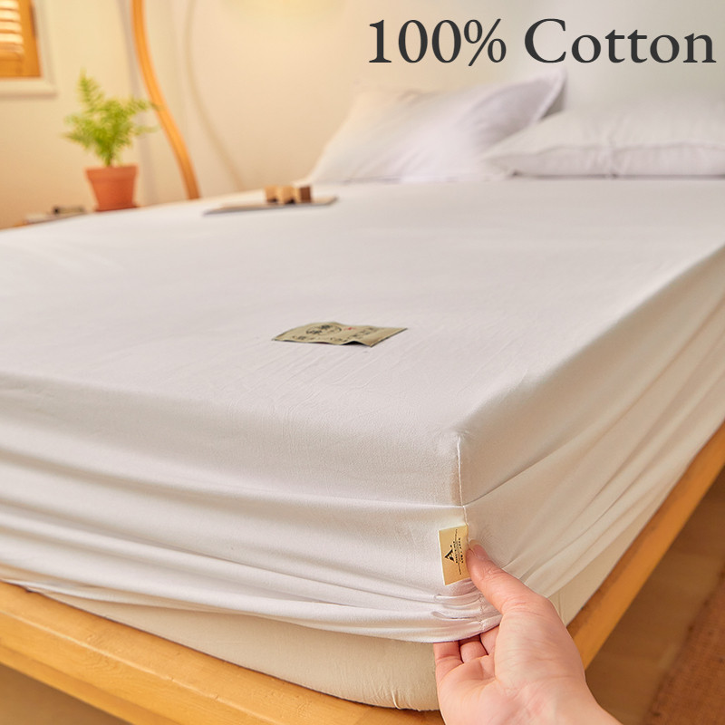 Fitted Bed Sheet Luxury Egyptian Pure Cotton Mattress Cover Bedspreads Elastic Bed Linens Soft