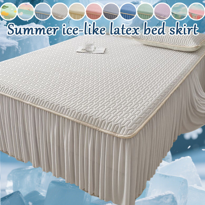 Ultra-Soft Bed Skirt Set Natural Latex Cooling Bed Cover With Pillowcase Anti Slip Design Mattress