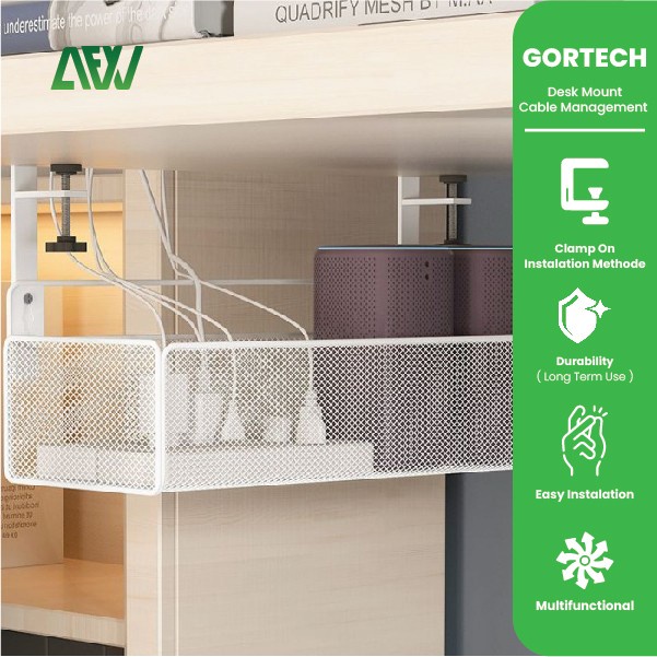 

GORTECH Desk Mount Cable Management Storage Rak Laci Penyimpanan Kabel