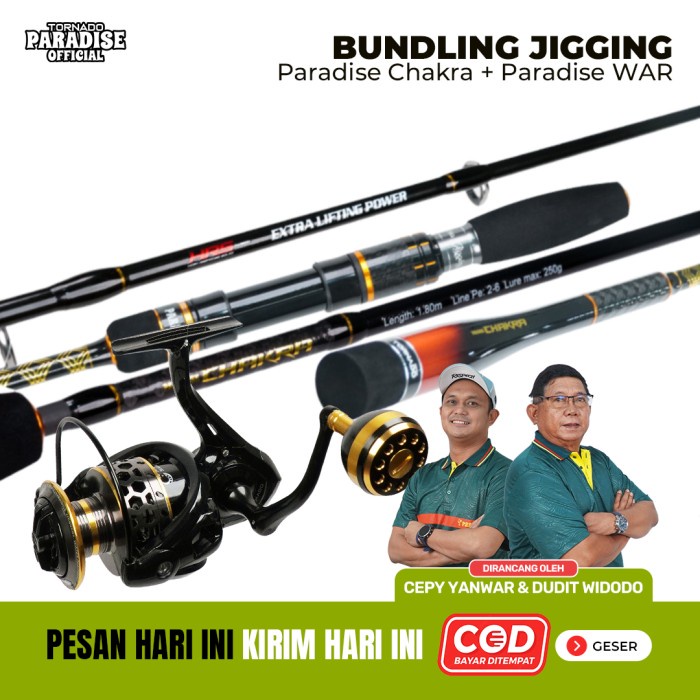 TORNADO JORAN PARADISE CHAKRA JIGGING 180CM & REEL PARADISE WAR KODE 95