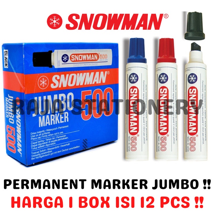 

TERBARU SNOWMAN PERMANENT MARKER JUMBO SPIDOL PERMANEN BESAR J-500 [12PCS] COD