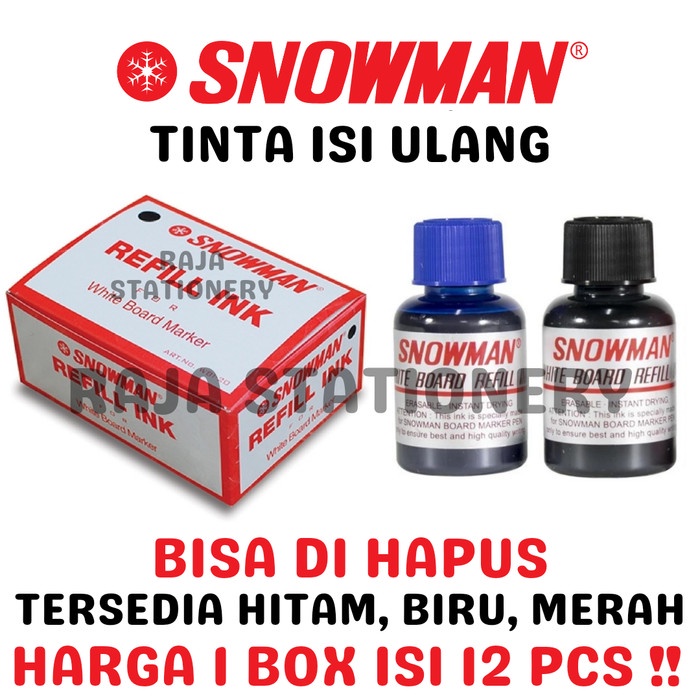

PROMO SNOWMAN REFILL WHITEBOARD MARKER ISI TINTA SPIDOL SNOWMAN [12PCS] PACKING AMAN