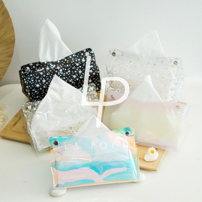 PROMO TULIP TISSUE POUCH TRANSPARANT / TEMPAT KOTAK TISU TRANSPARAN BENING ZUK212