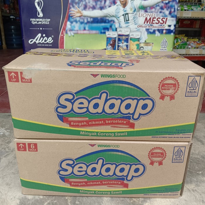 

terbaru !!! minyak goreng sedaap 1 liter 1 dus ready