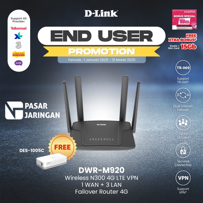 D-Link DWR-M920 / DWR-920 N300 4G LTE Modem Wireless Router
