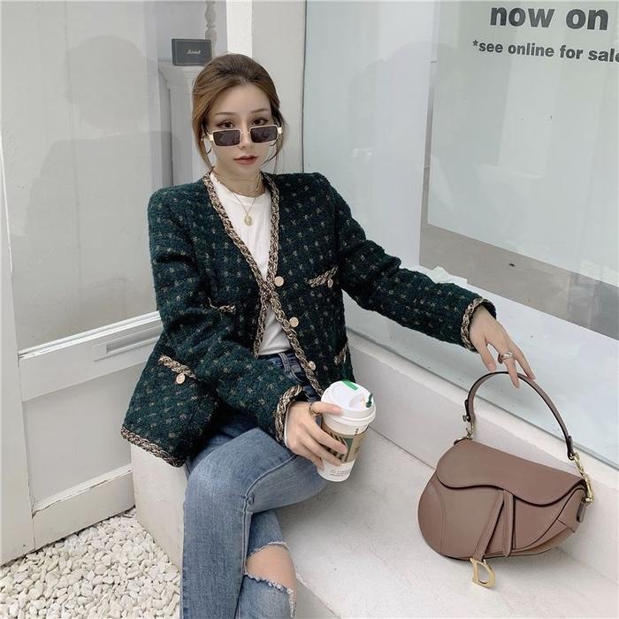 Tebaru The0ne_ Bigsize Long Blazer Tweed Dark Green / Tweed Blazer Jumbo Hijau Emerald Berkualitas