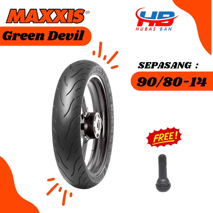 Ban Motor Matic 90/80 14 Maxxis Green Devil Ban Motor Tubeless