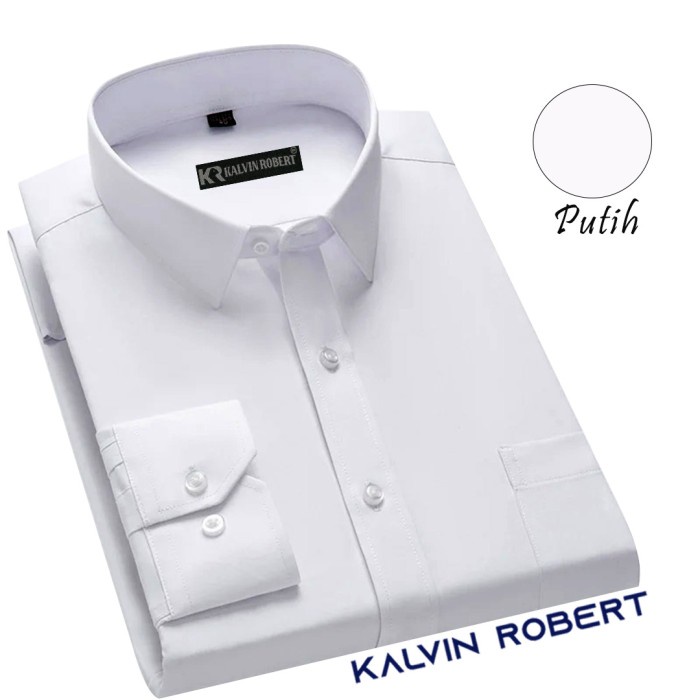 Kemeja Hem Pria Laki Lengan Panjang Putih