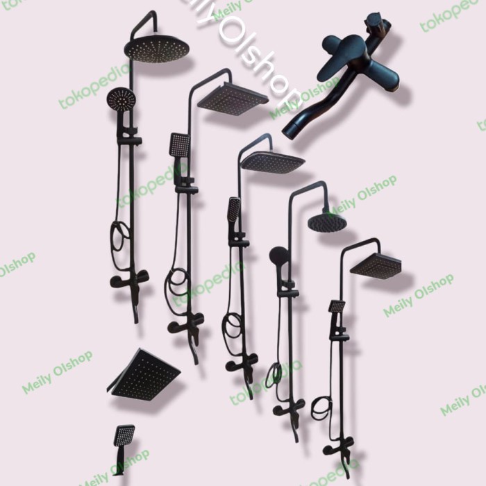 Paloma - Shower Coulumn Black / Set Shower Mandi Tiang Kran Panas Dingin