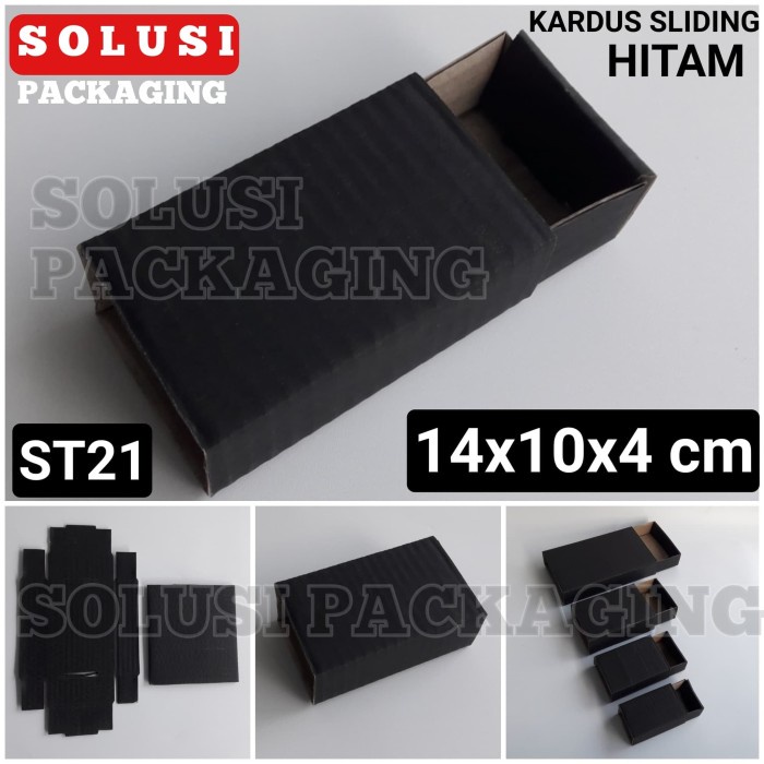 OBRAL KARDUS SLIDING 14X10X4CM HITAM KOTAK HP AKSESORIS BOX PIZZA DUS DOS