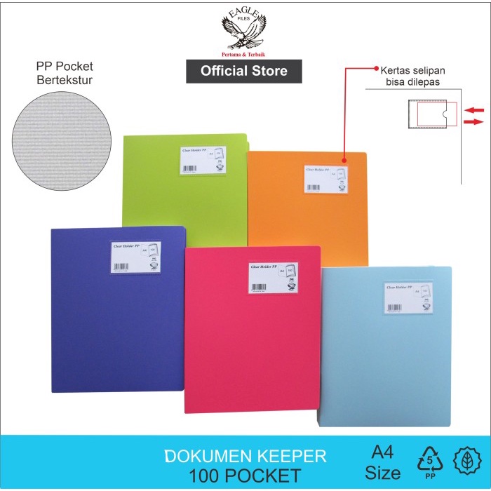 

EAGLE Clear Holder Dokumen Keeper Display Book Map A4 100 PCKT Kode 307
