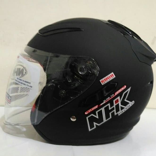 Helm Nhk R1 Solid Double Visor Black Metali Dan Black Doff