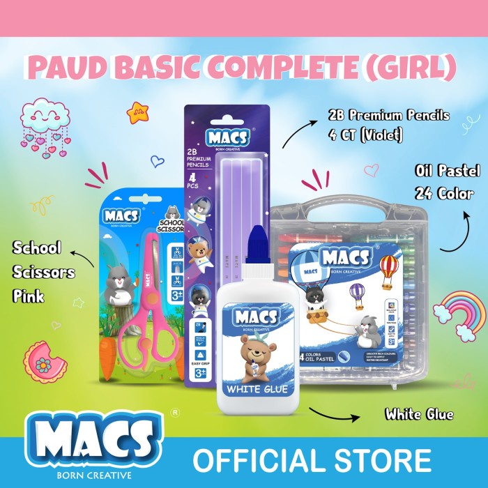 

KOMPLIT MACS Paket PAUD Complete / Crayon / Pensil / Paket Sekolah