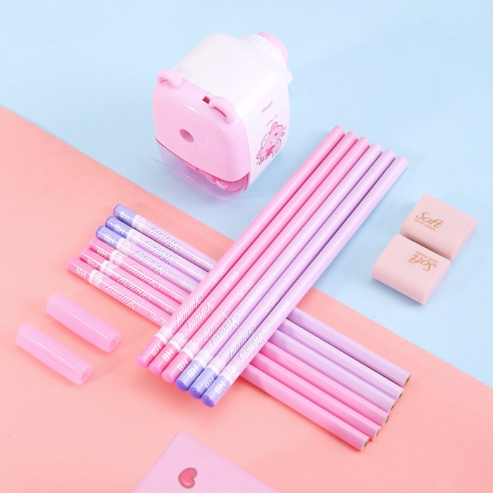 

NEW Stationery Set 4 In 1 Deli Rautan Pensil 12pcs Pensil 2 Penghapus Dan 2 Penutup Pena -