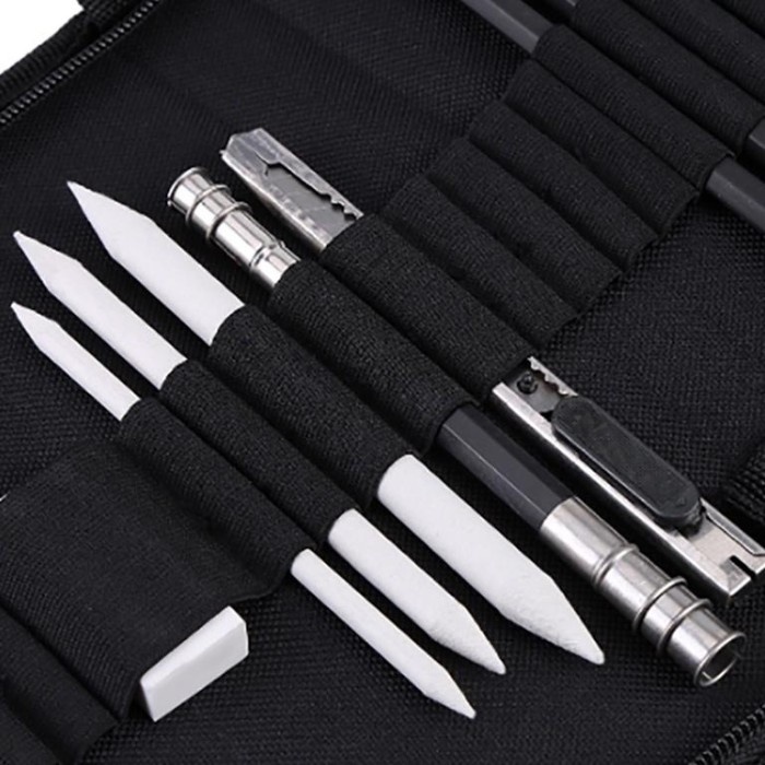 

BERKUALITAS 33PCS/Set Sketch Pencil Pisau Penghapus dan Pensil Gambar untuk Keperluan Sekolah Pencil