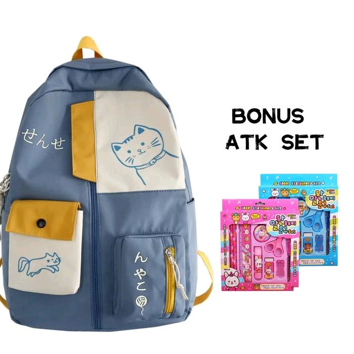 

TERJAMIN Tas ransel anak sekolah SD motif korea gratis atk set