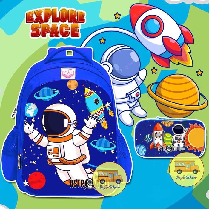

OBRAL Tas Anak Laki-Laki Dolby Ransel Sekolah TK/SD Bonus kotak pensil Karakter Astronot