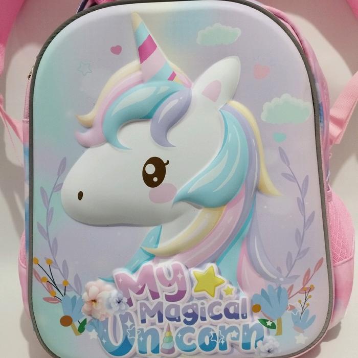

SALE Tas Sekolah Anak Perempuan TK 13 inch Motif Unicorn HSD 2in1 Tempat Pensil Timbul 3 Dimensi