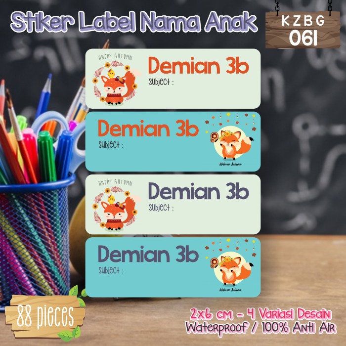 

CUCI GUDANG stiker label nama anak waterproof pensil sepatu sekolah botol KZBG-061