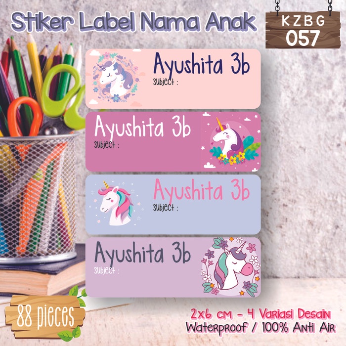 

CUCI GUDANG stiker label nama anak waterproof pensil sepatu sekolah botol KZBG-057