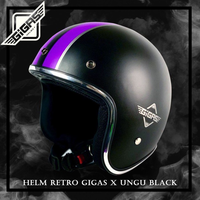 Helm Motor Retro Gigas X Ungu