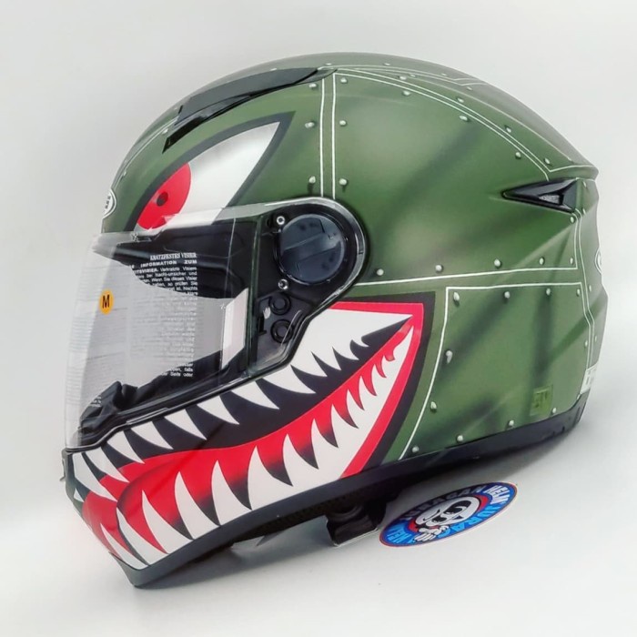 Helm Zeus Zs811 Al38 Flat Green/Silver Free Dark Visor