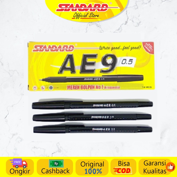 

[COD-XTRA Ongkir] Standard - Pulpen AE9 0.5 / Lusin ( Alat Tulis / Pen / Ballpoint / Pena )