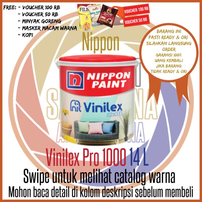 Cat Tembok Vinilex Pro 1000 Pail / Nippon Paint Cat Interior 20 Kg