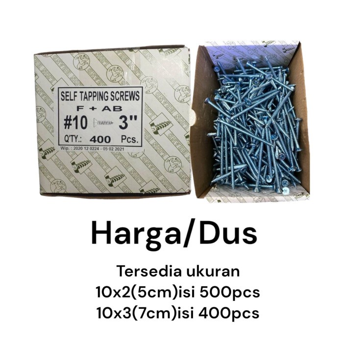 Harga /Dus F+Ab Tapping Sekrup Kayu 10X2 5Cm 10X3 7Cm