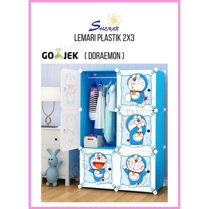 Lemari Pakaian Plastik 2X3 Lemari Anak Karakter-Doraemon,Shenar