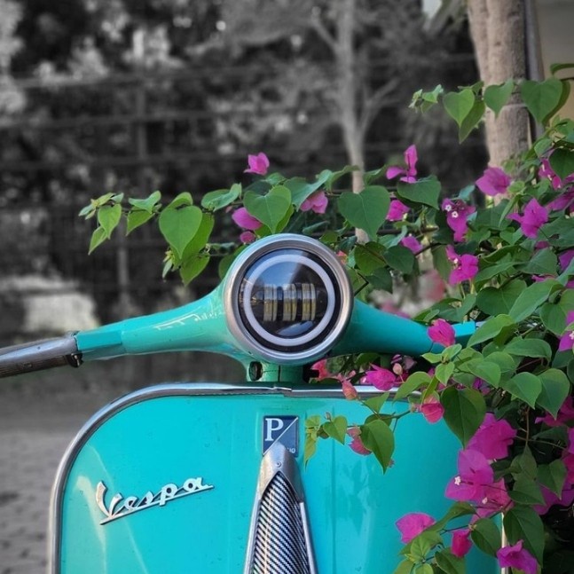 Lampu LED Daymaker Vespa Super 66 Stang Bulat Original Grade Impor