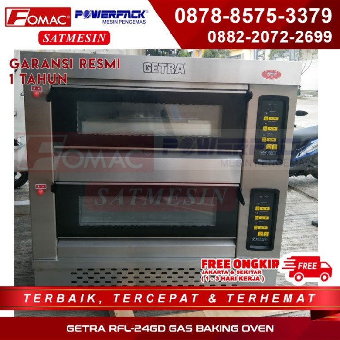 OVEN GAS GETRA 2DECK 4TRAY RFL24GD STAINLESS STEEL ROTI KUE RFL 24GD