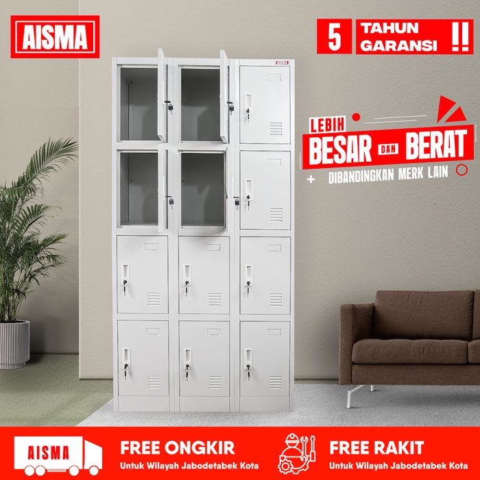 Aisma Loker Besi 12 Pintu - Loker Besi Loker Sekolah/Karyawan