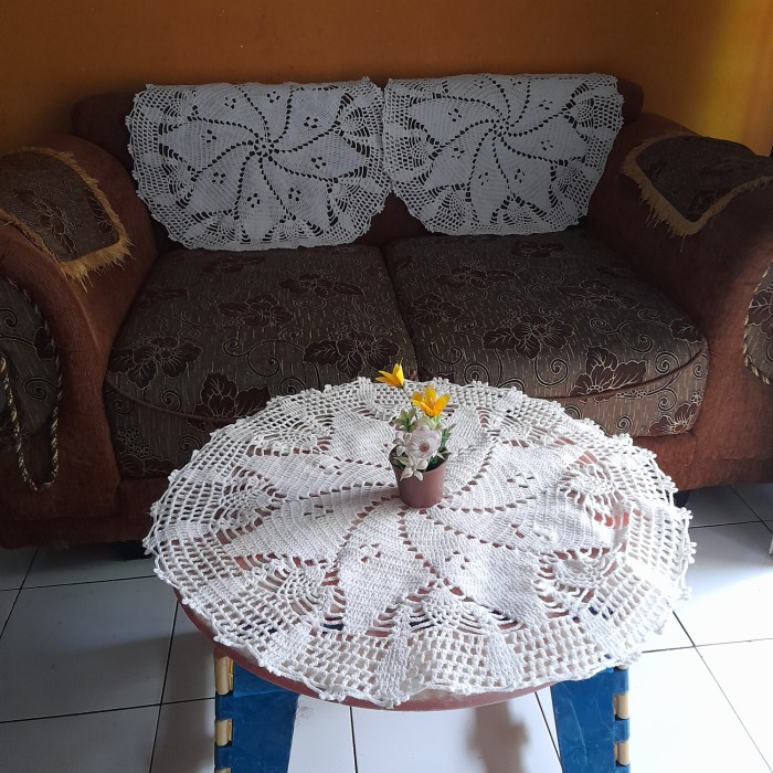 taplak bulat rajutan handmade
