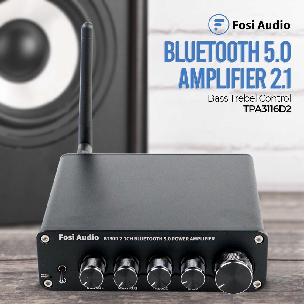 Fosi Audio Bluetooth 5.0 Amplifier 2.1 with Bass and Treble Control