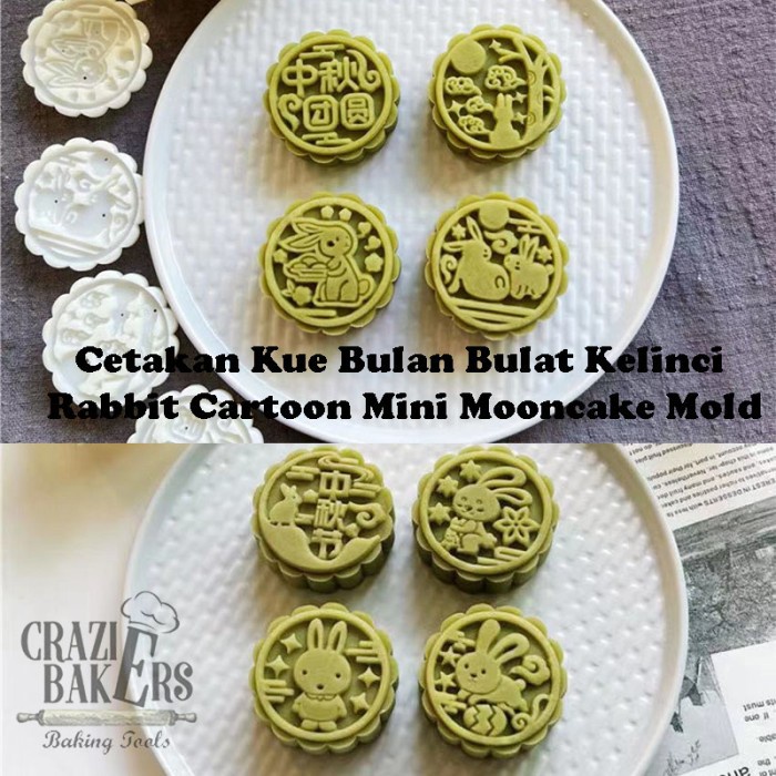 Cetakan Kue Bulan Bulat Kelinci Rabbit Cartoon Mini Mooncake Mold