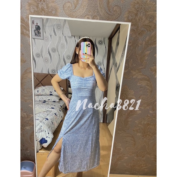 NEW PRODUCT Han So hee midi dress square neck korean style new collection nevertheless casual import