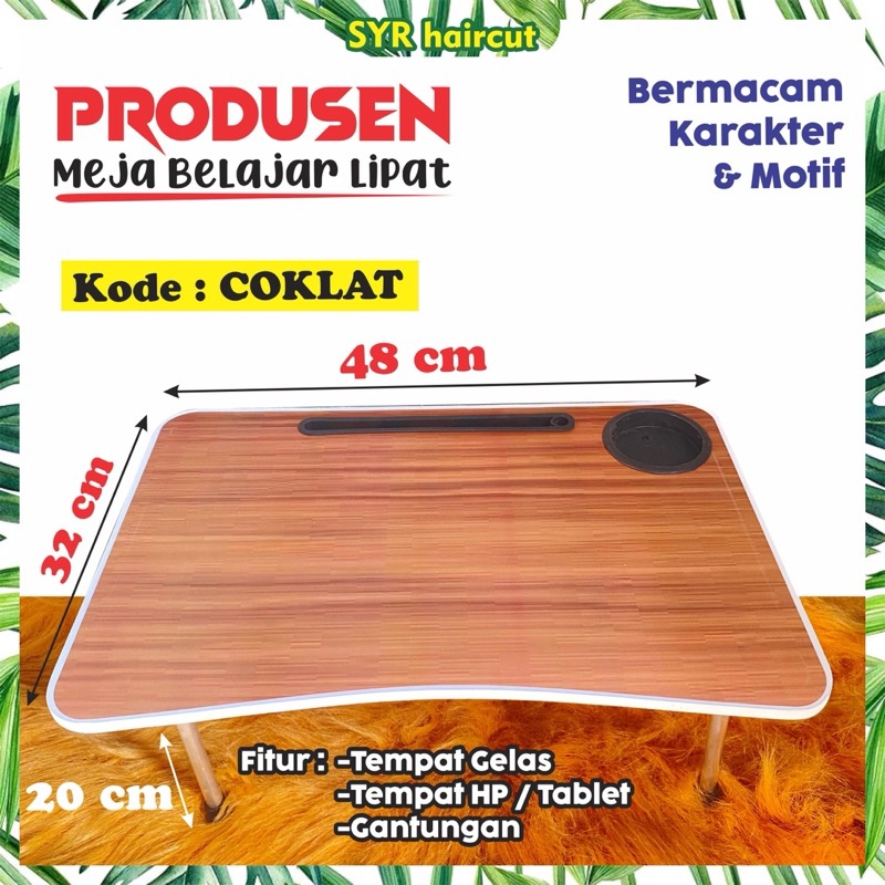 MEJA BELAJAR LIPAT POLOS / MEJA LIPAT LAPTOP DAN GELAS GANTUNG / MEJA MENGAJI *