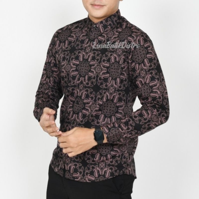KODE H KEMEJA BATIK PRIA SLIM FIT BAJU BATIK PRIA MODERN MEWAH PREMIUM