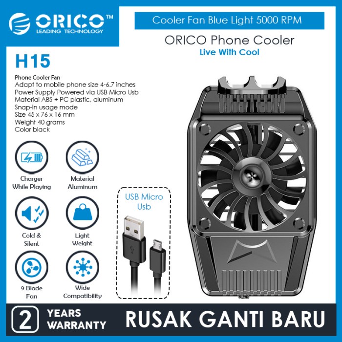 KODE B ORICO Phone Cooler Fan Blue Light 5000 RPM - H15