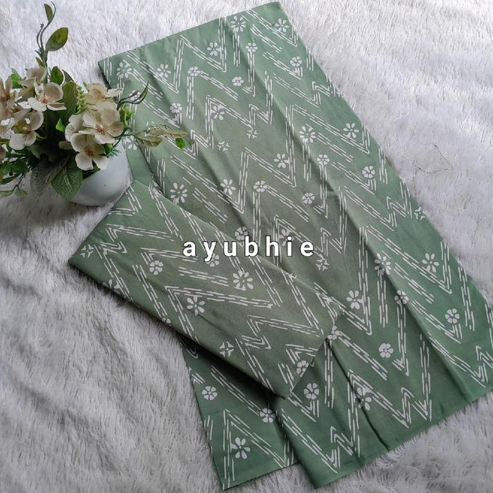 Kain Batik Cap Handmade Motif Zigzag New Jumputan Putih