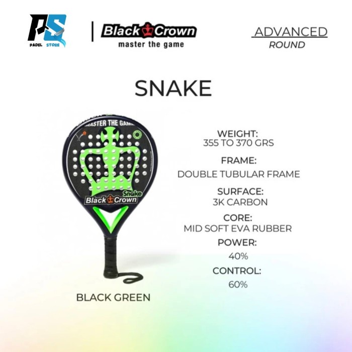 BLACKCROWN SNAKE PADEL RACKET RAKET PADEL RAKET BLACKCROWN