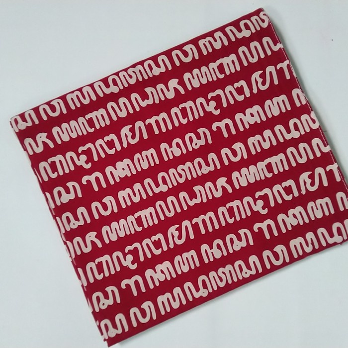 Kain Batik Cap Sewarna Jogja Aksara Jawa Merah