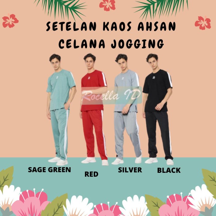 SETELAN ROCELLA AHSAN DAN CELANA JOGGING , BAJU OLAHRAGA PRIA DEWASA