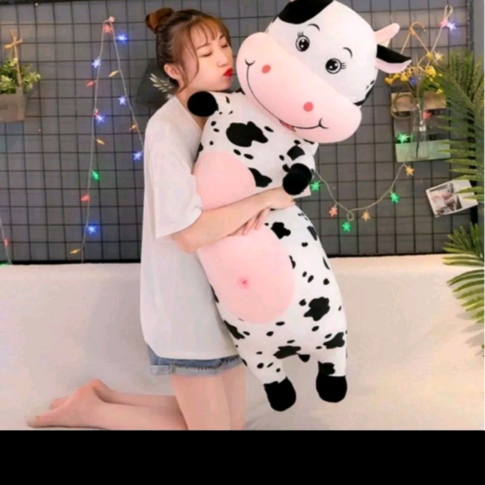 Boneka Guling sapi jumbo 80 cm mainan mewah untuk teman tiduranak