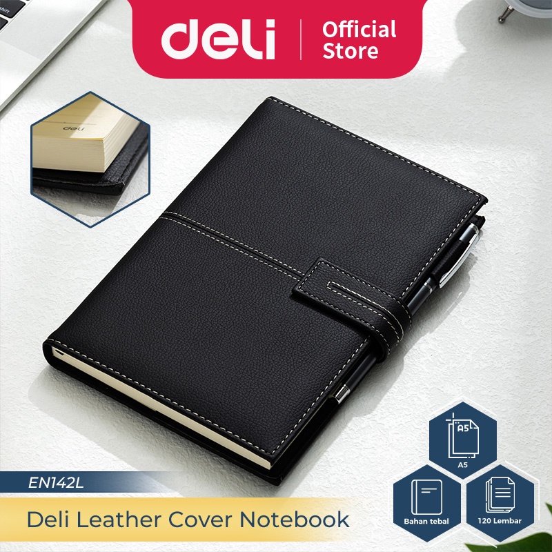 

Deli Leather Cover Noteboo Buu Catatan Agenda Ampul Ulit A5 120 Lembar Magnetic Lo En142L