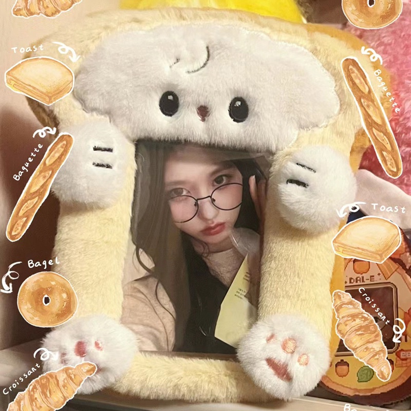 

Cute Plush Bread Card Set Kpop Photocards Holder Korean Ins Meal Card Photo Hanger Display Card